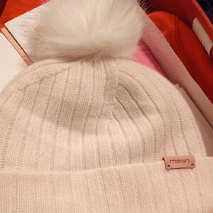 Women's  Cream Pom Beanie - Melin Soft Knit Winter Hat